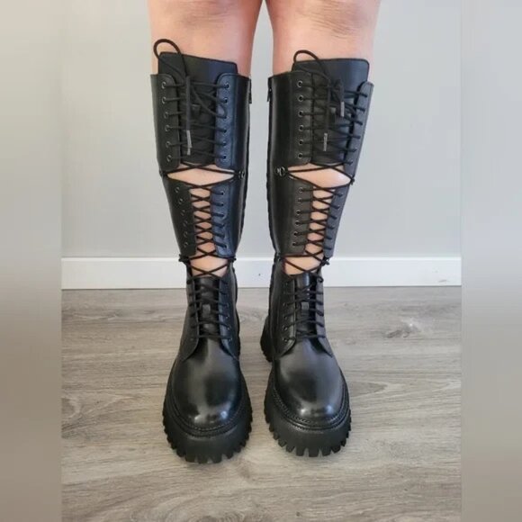 New Free People Leather Miller Knee High Boots Size 6.5 - Picture 2 of 8